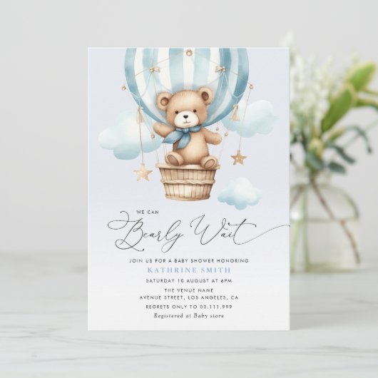 Invitation On Peut Attendre Bearly Script Baby (Debout devant)