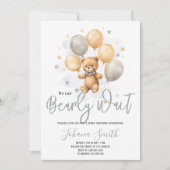 Invitation On peut attendre Bearly wait Bleu Beige Bear Baby  (Devant)