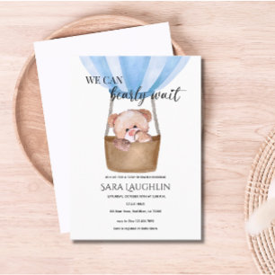 Invitation On peut attendre bébé garçon Baby shower Invitatio