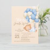 Invitation On peut attendre bébé garçon douche (Debout devant)