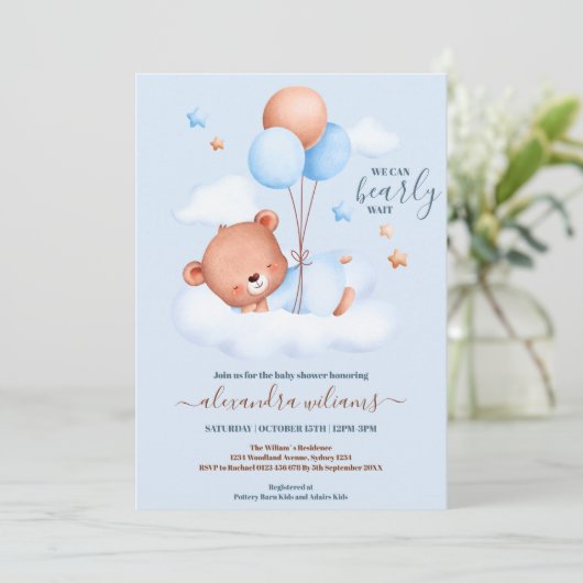 Invitation On Peut Attendre Bébé Garçon Douche (Debout devant)