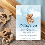 Invitation On peut attendre bleu Teddy Bear Baby shower<br><div class="desc">CeciWe can Bearly Wait Blue Teddy Bear Baby shower Invitation est parfait pour votre peluche et peluche événement ours!</div>