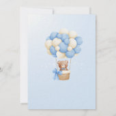 Invitation On peut attendre bleu Teddy Bear Baby shower (Dos)