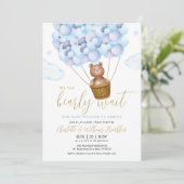 Invitation On Peut Attendre Blue Boy En Un Baby shower (Debout devant)