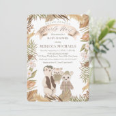 Invitation On peut attendre Boho Bear Baby shower de famille (Debout devant)