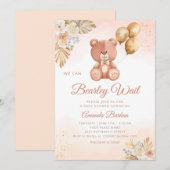 Invitation On peut attendre Boho Pampas Grass Baby shower (Devant / Derrière)