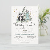 Invitation On peut attendre Boho Panda Baby shower (Debout devant)