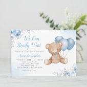 Invitation On Peut Attendre Boho Teddy Bear Baby shower (Debout devant)