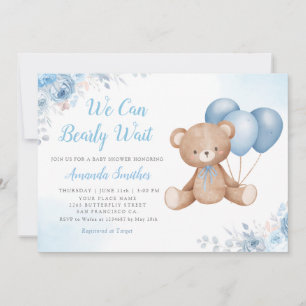 Invitation On Peut Attendre Boho Teddy Bear Baby shower