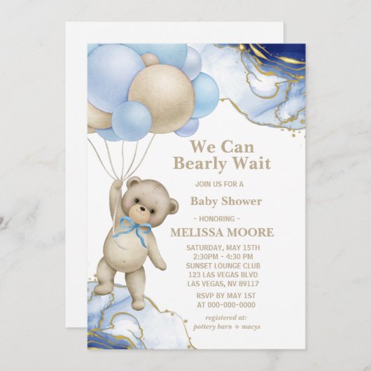 Invitation On Peut Attendre De L'Or Champagne (Devant / Derrière)