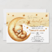 Invitation On Peut Attendre De Mignons Baby showers Bébé Ours (Devant)