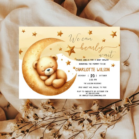 Invitation On Peut Attendre De Mignons Baby showers Bébé Ours