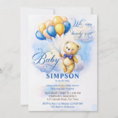 Invitation On peut attendre des ballons d'or bleu teddy migno (Devant)