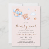 Invitation On peut attendre des ballons en peluche rose (Devant)