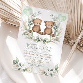 Invitation On peut attendre des jumeaux Teddy Bear Baby showe