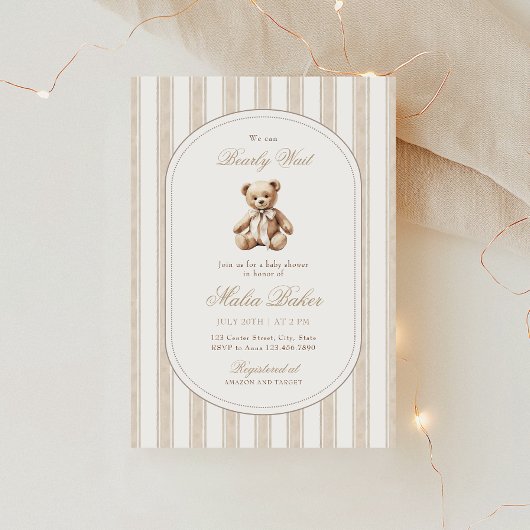 Invitation On Peut Attendre Élégant Baby shower Ours Teddy