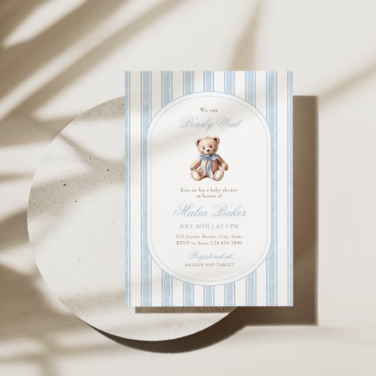 Invitation On Peut Attendre Élégant Baby shower Ours Teddy
