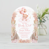 Invitation on peut attendre, fille baby shower pampas herbe (Debout devant)