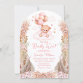 Invitation on peut attendre, fille baby shower pampas herbe (Devant)