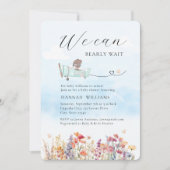 Invitation On Peut Attendre ! Fleur sauvage, Baby shower (Devant)