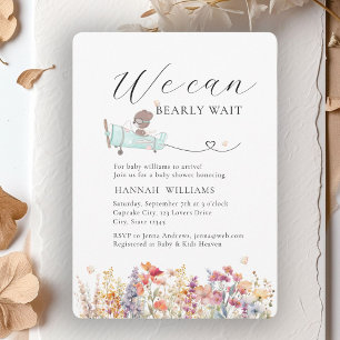 Invitation On Peut Attendre ! Fleur sauvage, Baby shower