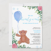 Invitation on peut attendre floral mignon baby shower (Devant)