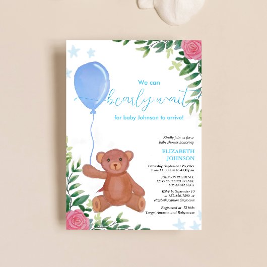Invitation on peut attendre floral mignon baby shower
