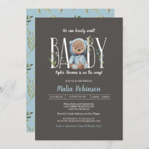 Invitation On Peut Attendre ! Garçon Bleu Teddy Bear Douche