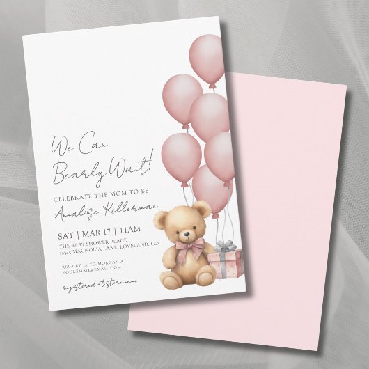 Invitation On peut attendre la fille rose Baby shower
