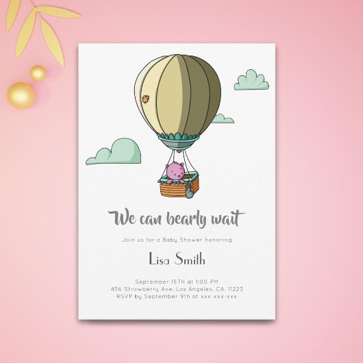 Invitation On peut attendre la fille rose Baby shower