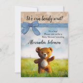 Invitation On peut attendre l'aquarelle Baby shower garçon (Devant)