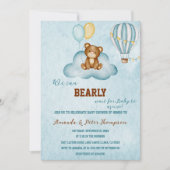 Invitation On Peut Attendre Le Baby shower À Ballons À Air Ch (Devant)