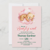 Invitation On Peut Attendre Le Baby shower À L'Ours Mignonne  (Devant)