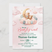 Invitation On Peut Attendre Le Baby shower À L'Ours Mignonne (Devant)