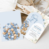 Invitation On peut attendre le Baby shower bleu