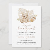 Invitation On peut attendre le Baby shower Boho (Devant)