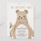 Invitation On peut attendre le Baby shower Boho Ours (Devant)