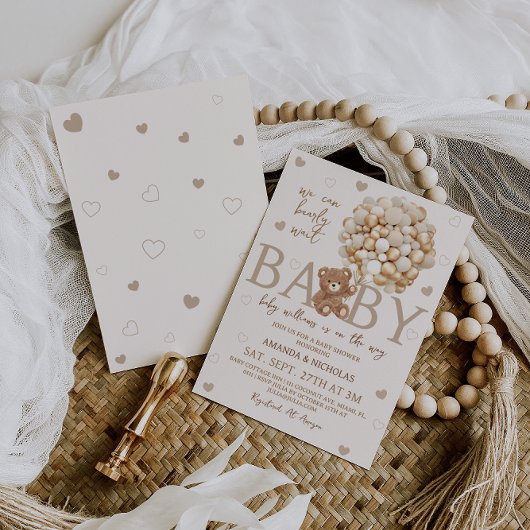 Invitation On peut attendre le Baby shower Brown de l'ours
