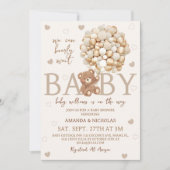 Invitation On peut attendre le Baby shower Brown de l'ours (Devant)