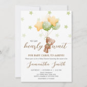 Invitation On peut attendre le Baby shower de ballon (Devant)