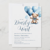 Invitation On peut attendre le Baby shower de ballon de l'our (Devant)