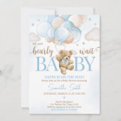 Invitation On peut attendre le Baby shower de ballon de l'our (Devant)