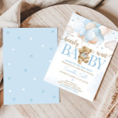 Invitation On peut attendre le Baby shower de ballon de l'our