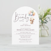 Invitation On peut attendre le baby shower de ballons d'ours  (Debout devant)