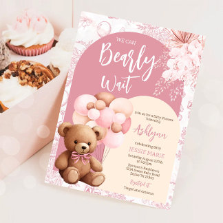 Invitation On Peut Attendre Le Baby shower De Ballons D'Ours
