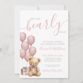 Invitation On peut attendre le Baby shower de fille d'ours ro (Devant)