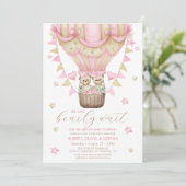 Invitation On peut attendre le Baby shower de fille jumelle (Debout devant)