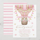 Invitation On peut attendre le Baby shower de fille jumelle (Devant / Derrière)