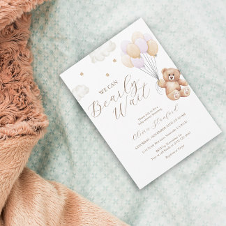Invitation On peut attendre le Baby shower de fille rose