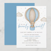 Invitation On peut attendre le Baby shower de garçon (Devant / Derrière)